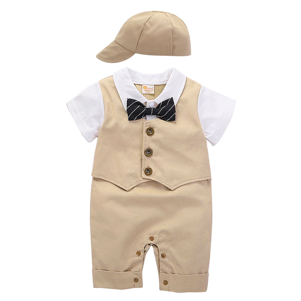 FYMNSI Baby Boy Formal Suit Infant Tuxedo Short Sleeve Gentleman Dress