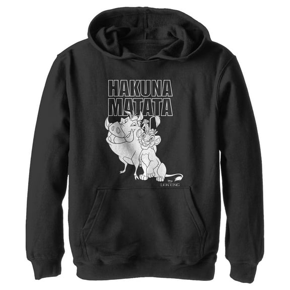 Boy's Lion King Hakuna Matata Friends  Pull Over Hoodie Black Small