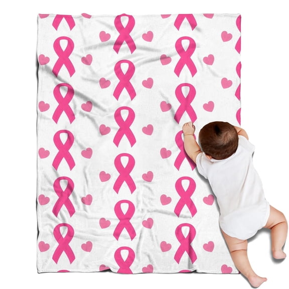 Pink Breast Cancer Blanket,Comfortable Soft Flannel Throw Blanket,All Season,Warm Lightweight Blankets for Sofa Bed Couch Living Room Chair,30"x40"
