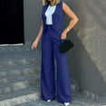 thumbnail image 5 of BLOCLOALO 2 Piece Lounge Set Sleeveless Tops Women's Fashionable Vest Wide Leg Pants Set Comfortable for Daily Wear Cropped Tank Tops Trendy Business Sets Womens Lounge Outfit Blue Xxl, 5 of 7