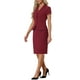 thumbnail image 4 of Conjunto de traje de negocios de 2 piezas para mujeres INSPIRE CHIC, chaqueta de blazer de manga corta y falda lápiz 3XL color rojo oscuro, 4 of 6