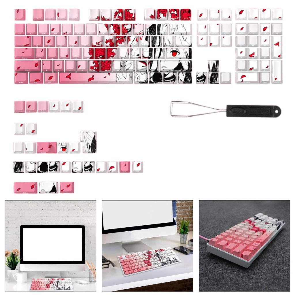 CIYISON 136PCS Keycaps Double Shot Side Print Backlit KeycapsAnime Girl Theme For Mechanical Keyboard 108 96 87 84 75 68 64 61