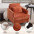 thumbnail image 4 of JERFIT Modern Chenille Accent Chair with Button Tufting and Studded Detail, Mid-Century Solid Wood Frame Lounge Armchair for Living Room, Bedroom, Office in Dark Orange, 4 of 9