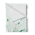 thumbnail image 2 of Turquoise Soft Flannel Fleece Blanket, Illustration Floral Victorian Style Curvy Lines Wave Butterfly Design, Cozy Plush for Indoor and Outdoor Use, 70" x 90", Pale Green Mint Green, by Ambesonne, 2 of 5