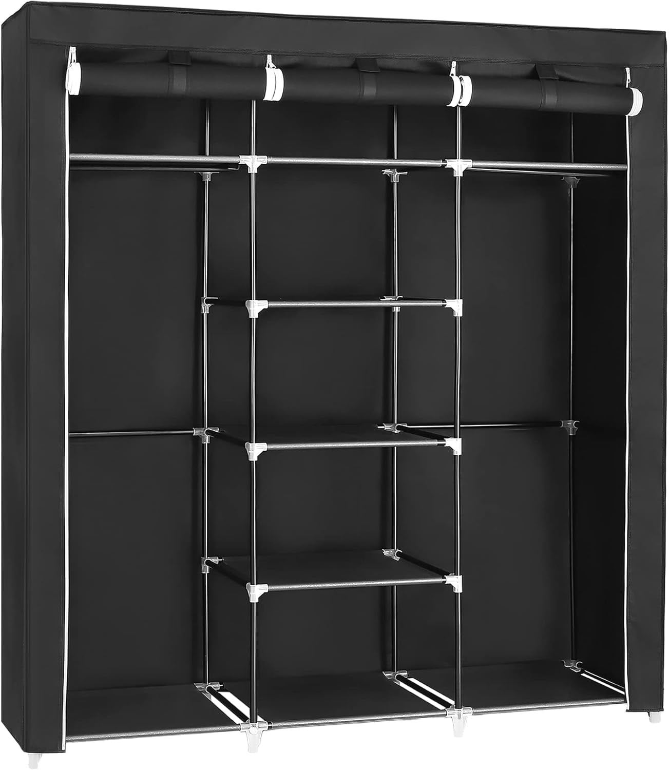 Songmics Home Foldable Closet Organizer – 59 x 17.7 x 69 Inch 9-Compartment Wardrobe with Fabric Cover for Bedroom Storage, Ink Black