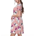 thumbnail image 2 of Naloa Bulldog Print Womens Summer A-Line Dress with Pockets,Short Sleeve Dresses,Flowy Beach Swing Dress for Vacation Travel, 2 of 6