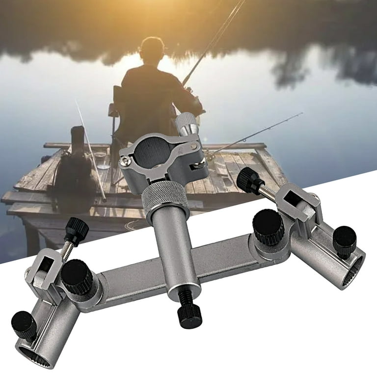 UDIYO Fishing Rod Holder Double Head 360 Degree Rotatable Thickened Left  Right Sliding Universal Accessories Aluminum Alloy Chair Style Fishing Pole  Support Fishing Gear 