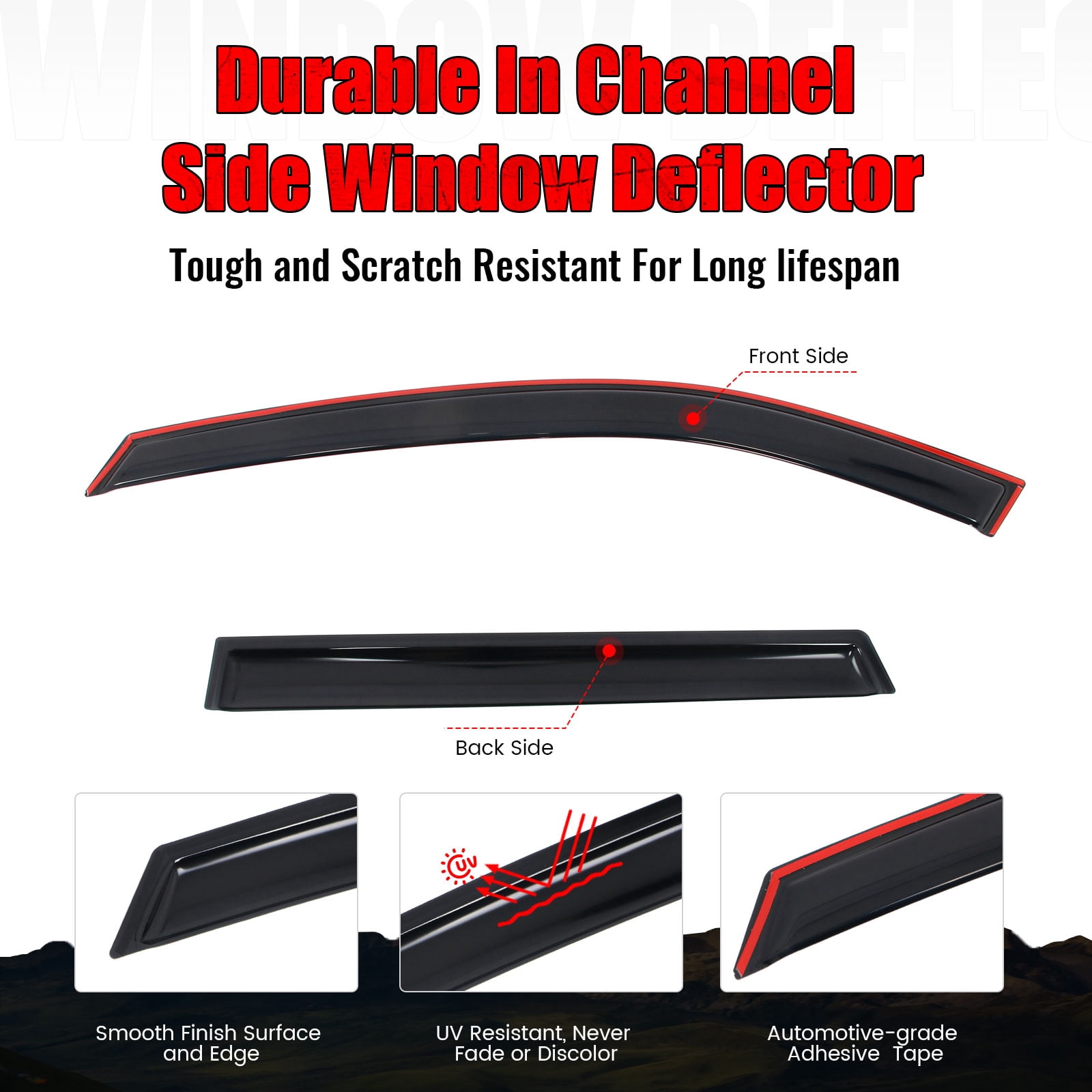 Ikon Motorsports In-Channel Window Visors Fits 2021-2026 Nissan Rogue, Slim Style Side Door Rain Vent Guard Deflectors, Acrylic Smoke 4PCS