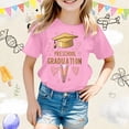 thumbnail image 2 of MIXUE Toddler Girls Tops & T-Shirts Summer Cute Preschool Graduation Print Round Neck Short Sleeve Loose Fit Casual T Shirts Activewear,Pink,4-5 Years, 2 of 4