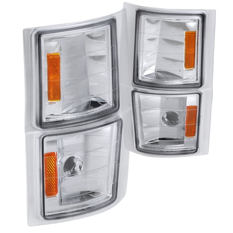SpecD Tuning Chrome Housing Clear Lens 4PC Corner Lights Compatible