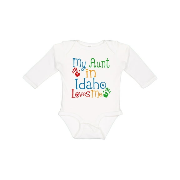 Inktastic My Aunt in Idaho Loves Me Boys or Girls Long Sleeve Baby Bodysuit