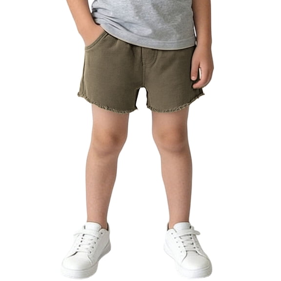 Favoffer Kids Shorts Solid Color Loose Fit Lightweight Casual Bottoms With Pockets Comfy Short Pants for Summer Home Relax Outdoor Play