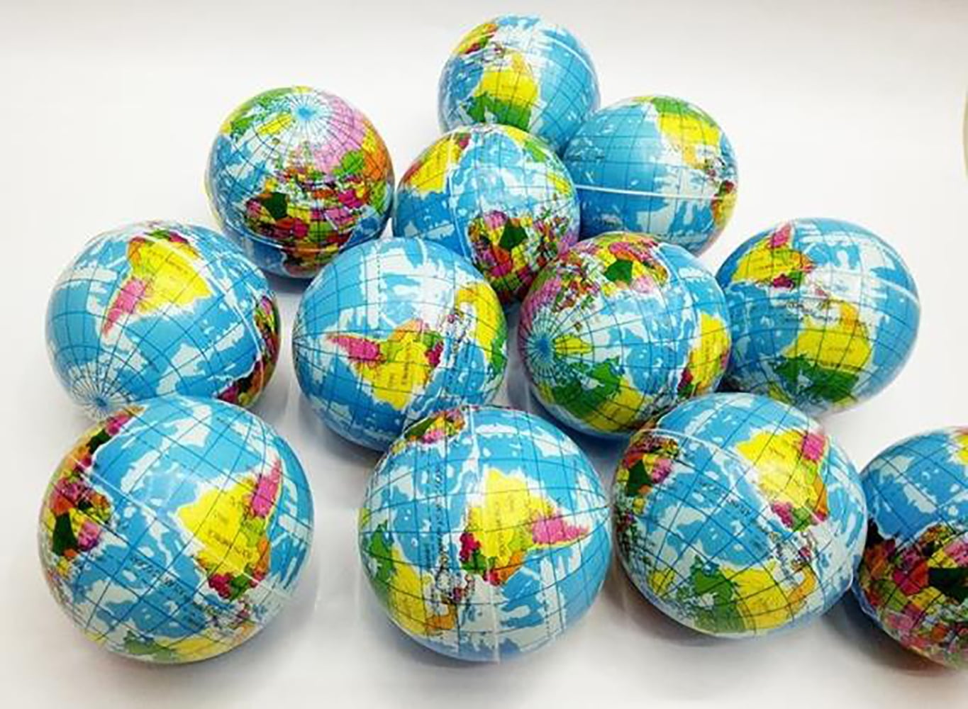 Mini Globe Planet Earth Soft Foam Stress Ball Toy Bulk Educational Novelties for Kids 2.5 Inches Classroom School Party Favors - Liberty Imports 24 Pack 