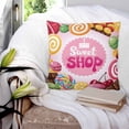 thumbnail image 3 of 14x14 Pillow Covers Set of 2, Sweet Shop Words Throw Pillow Covers Decorative Couch Cushion Case, Candyland Colorful Lollipop Potatoes Microfiber Square Pillowcases for Bedroom Car Living Room, 3 of 7