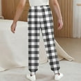 thumbnail image 3 of Girls Lounge Pants 5t Soft Plaid Joggers Pants with Pockets Pull-On Casual Kids Fall Trousers Black, 13 T, 3 of 6