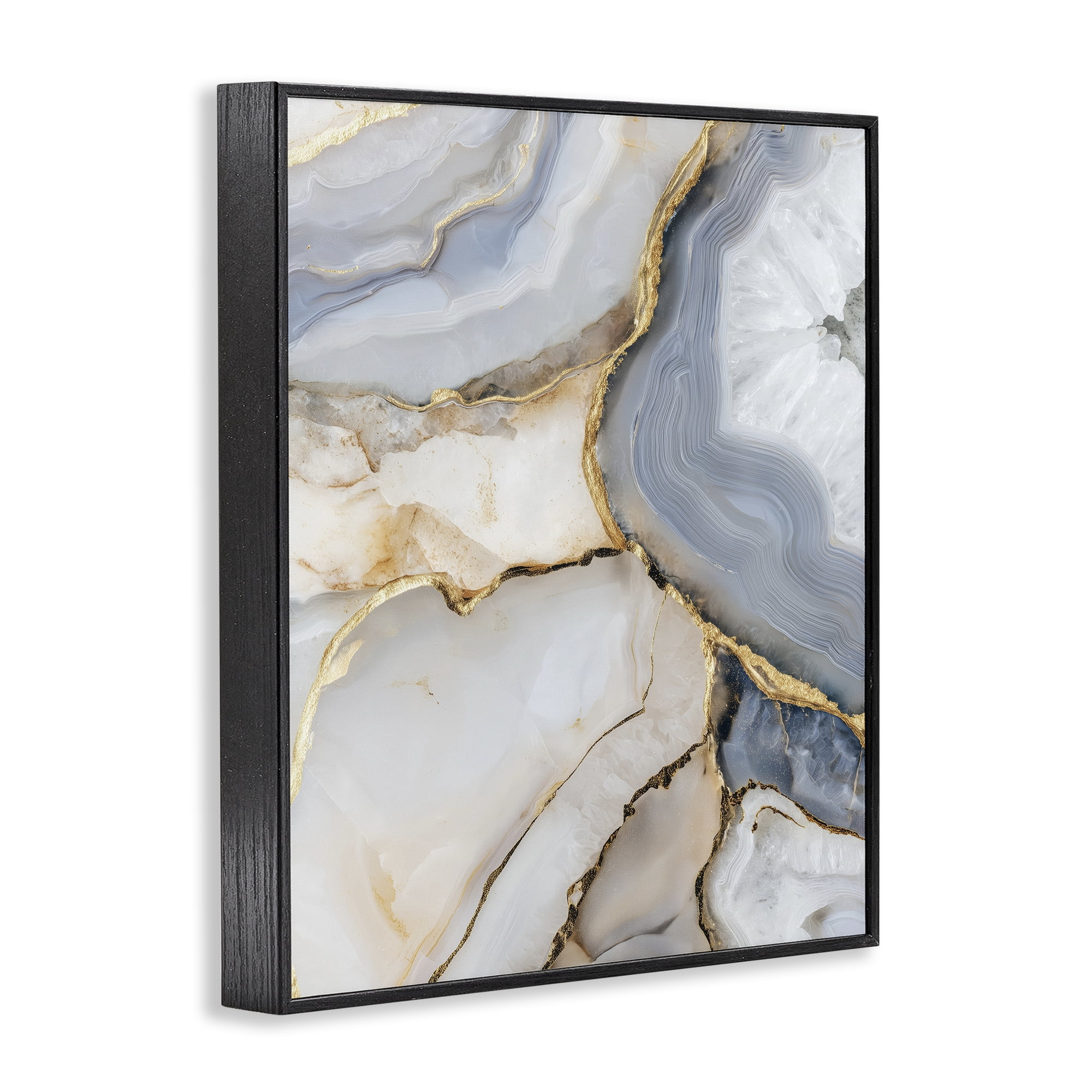 Stupell Industries White And Gray Geode Black Framed Giclee Art, design by Svetlana Aleynikova