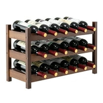 Gymax 3 Tier 18 Bottle Wine Storage Cabinet Shelf Bamboo Wine Rack for Wine Lovers