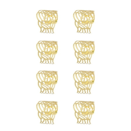 

Guardung 8Pcs Exquisite Napkin Rings Metal Hollow-Out Rose Shape Holder Buckle Wedding Party Table Restaurant Decorations