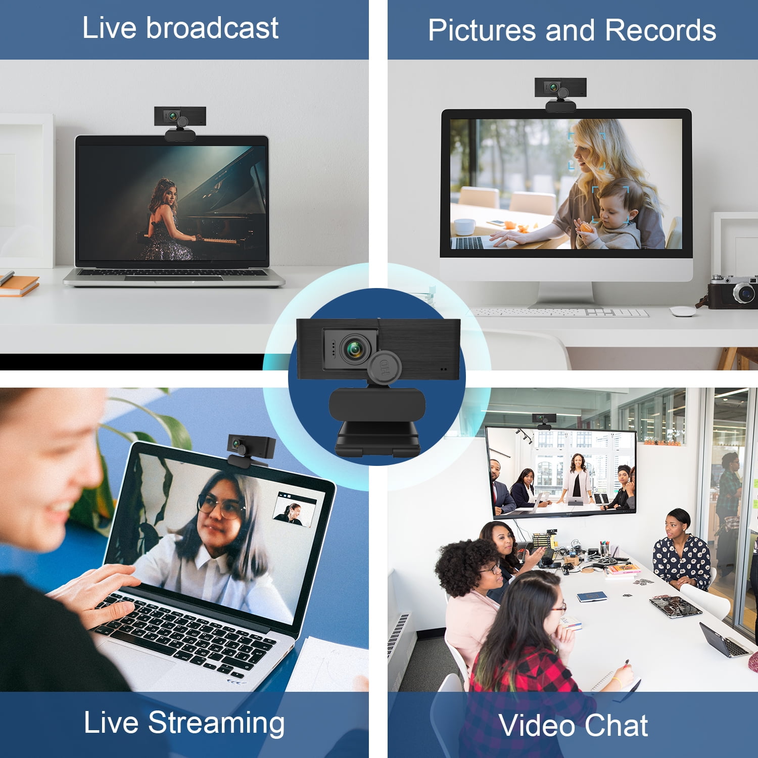 Anivia 1080P Webcam HD with Privacy Cover - Pro FHD Streaming Web Camera with Digital Microphone - CF921 Black USB Computer Webcam for PC Laptop Desktop Mac Video Calling（Ship from USA）
