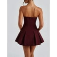 thumbnail image 2 of Women'S Sexy- Strapless Ruched Pleated Tube Mini Dress Y2K Sleeveless A Line Bodycon Short Dress Wine Red XL, 2 of 6