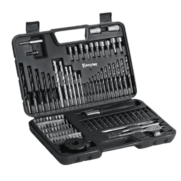 Juego De Brocas  Bloosom Multiuso Con Caja De Herramientas 111 Pzs Negro