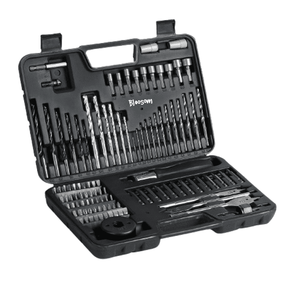 Juego De Brocas Bloosom Multiuso Con Caja De Herramientas 111 Pzs Negro
