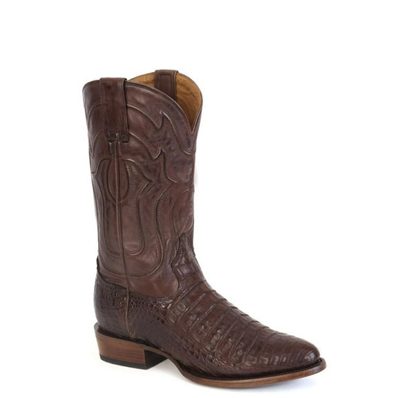 Men's Stetson Holliday Caiman Boots Handcrafted Round Toe Tobacco