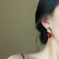 thumbnail image 3 of Delicate Red Strawberry Flower Drop Earrings for Women 3D Simulated Fruit Green Leaves Earrings Ladys Jewelry Accessories, 3 of 6