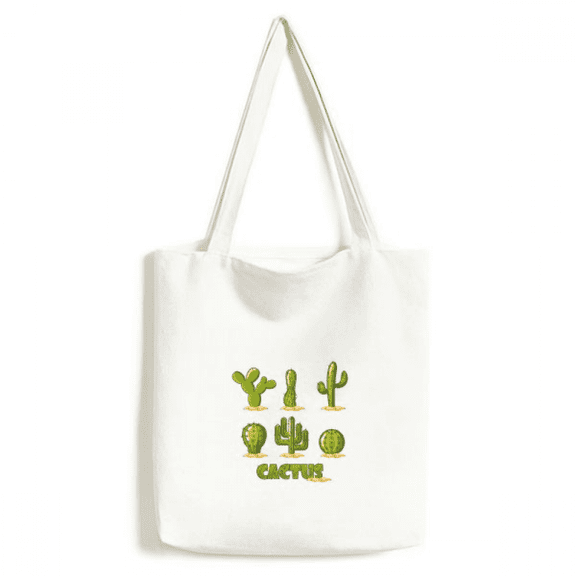 Succulents Potted Cactus Pattern Tote Canvas Bag Shopping Satchel Casual Handbag