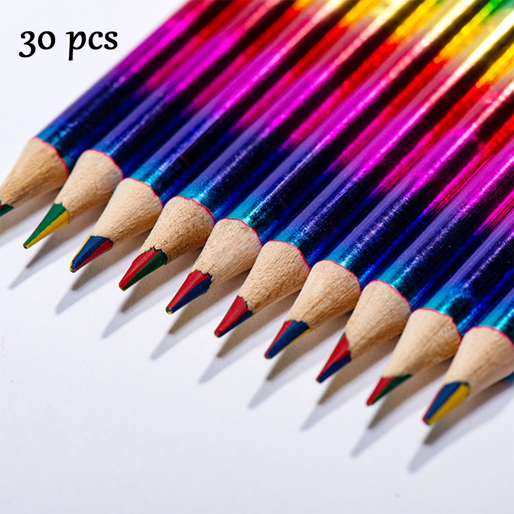30 Pieces Rainbow Colored Pencils for Kids, 4 in 1 Color Pencils, Rainbow Pencil for Kids, Multi Colored Pencil, Fun Pencils 30