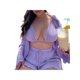 thumbnail image 5 of VISgogo Conjunto de ropa informal para mujer Sujetador de camisa de manga larga con textura fruncida de color sólido con pantalones cortos de cintura elástica VISgogo moda, 5 of 8