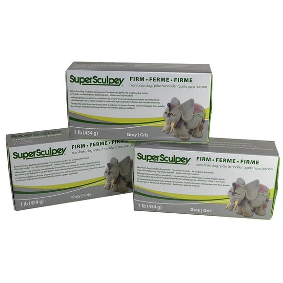 Compuesto para Modelar Sculpey Extra Firme Gris para Hornear 1,4 kg 3 piezas
