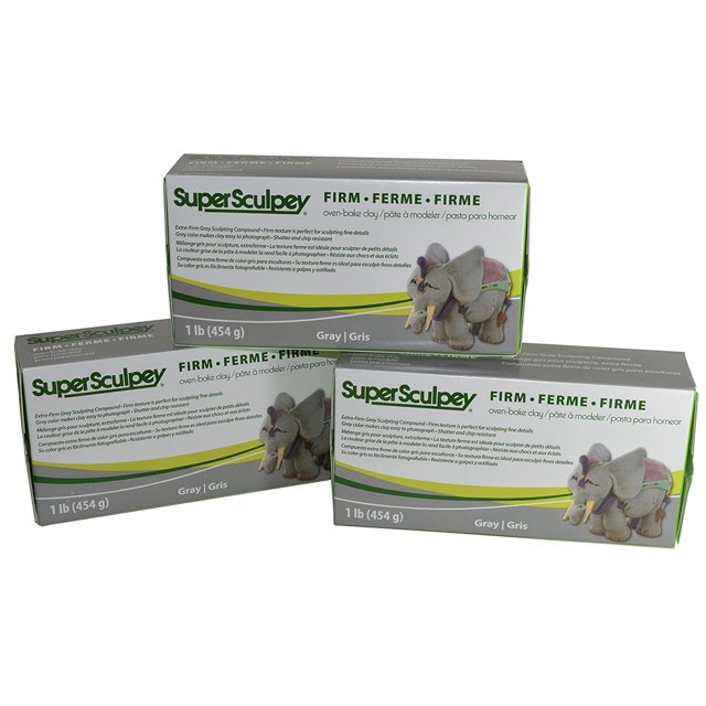 Compuesto para Modelar Sculpey Extra Firme Gris para Hornear 1,4 kg 3 piezas