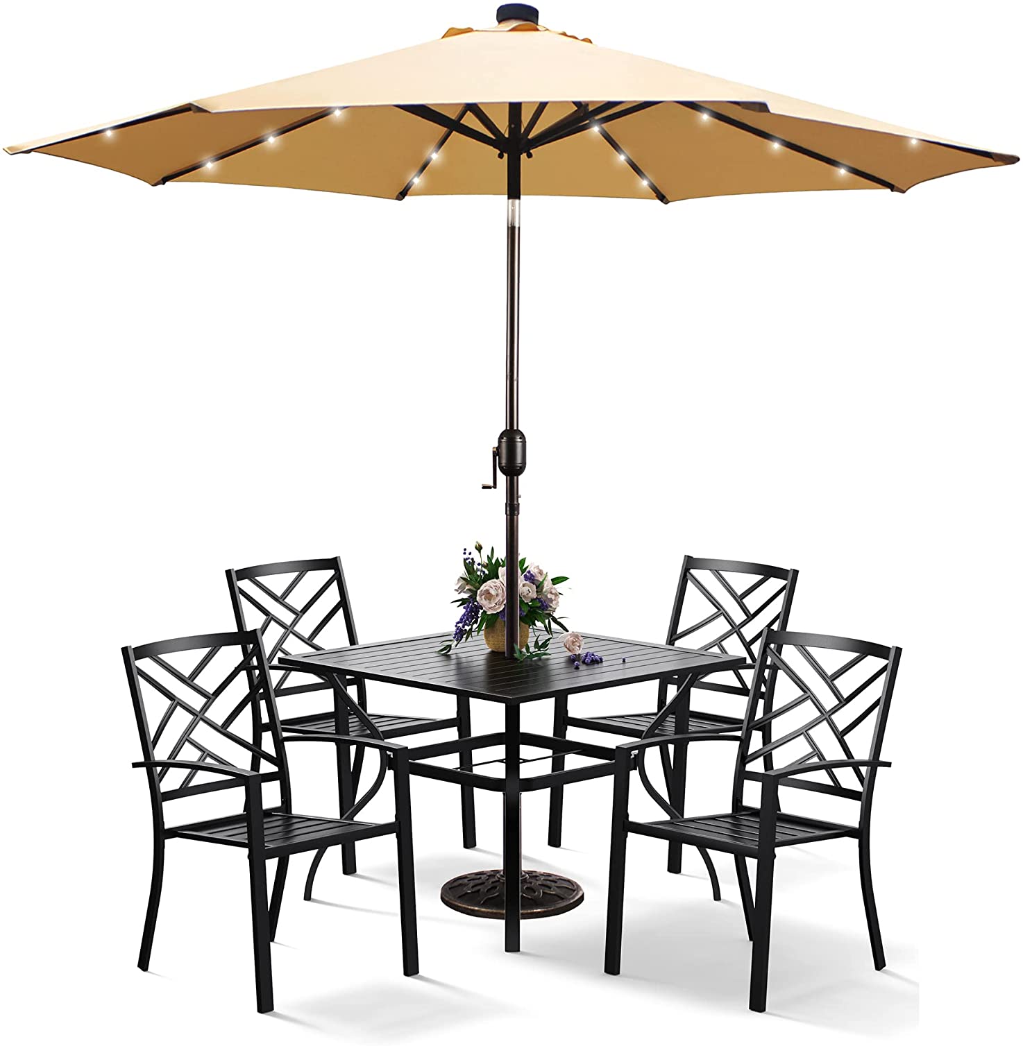 WeGuard Outdoor 6 Pieces Clearance Patio Dining Set for 4, 37" Square