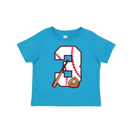

Inktastic Baseball Third Birthday- Three Years Old Gift Toddler Boy or Toddler Girl T-Shirt