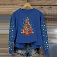 thumbnail image 2 of Womens Christmas Blouse Crew Neck Tree Printed Fashion Long Sleeve Boho Tops for Women,Blue,M, 2 of 4