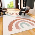 thumbnail image 4 of Red Cyan Rainbow Lines Area Rug for Living Room, Boho Retro European Style Home Decorative Rugs, Soft Durable Low Pile Washable Rug for Playroom Bedroom Living Room Decor, 6x8ft, 4 of 7