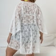 thumbnail image 3 of Summer Womens Large Size Irregular Cardigan Sexy Lace Shirt Loose Strap Sunscreen Coat plus Size Swimsuit with Cover up Set Teen Cover Ups for Swimwear Bikini Bottom Cover Ups for Women Knit Swimsuit, 3 of 7