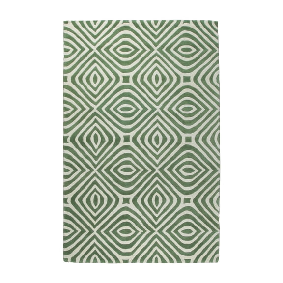 EORC ME106GN5X8 Hand-Tufted Wool Modern Tufted Stripes Rug, 5' x 8', Green Area Rug