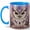 Blue, variant on Ornate Owl Coffee Mug, Purple Bird Mug, Ceramic 11 oz