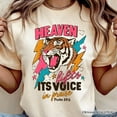 thumbnail image 2 of Heaven Lifts its Voice in Praise Christian T-Shirt, Tiger Psalm 19:1 Bible Verse Tee, 2 of 6