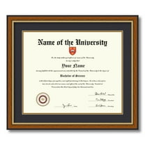 ArtToFrames 14x17 inch Diploma Frame - Framed in Medium Tri-colored Frame with Black and Gold Mats, Comes with Regular Plexi Glass and Sawtooth Hanger for Wall Hanging (D-4446-14x17)