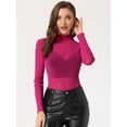thumbnail image 2 of Camisa de manga larga brillante Gilitter de malla para mujer Top de fiesta delgados Pura Rosa Fuerte S, 2 of 5