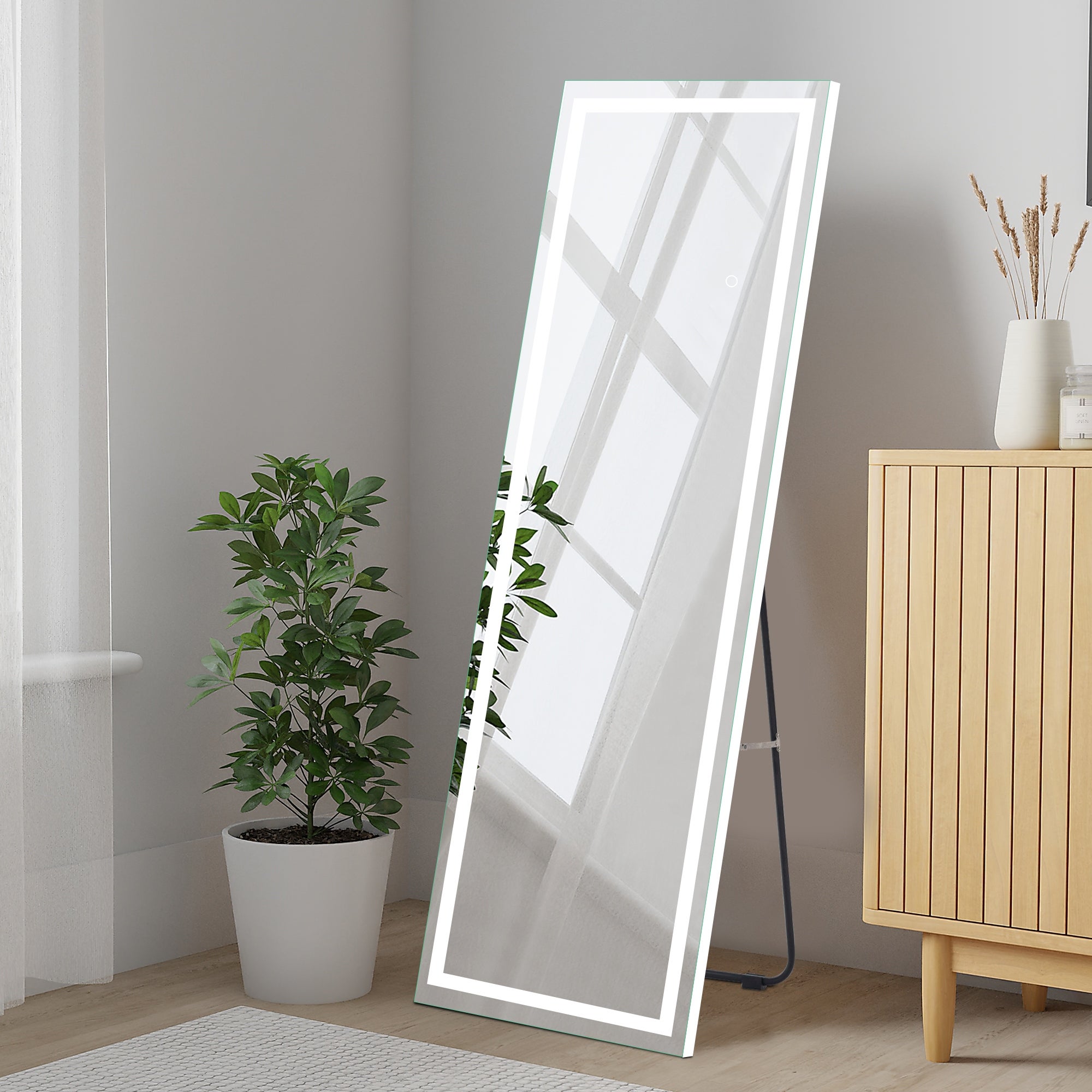 LED Fulllength Dimmable Lighted Bathroom Mirror with standing White 63x20