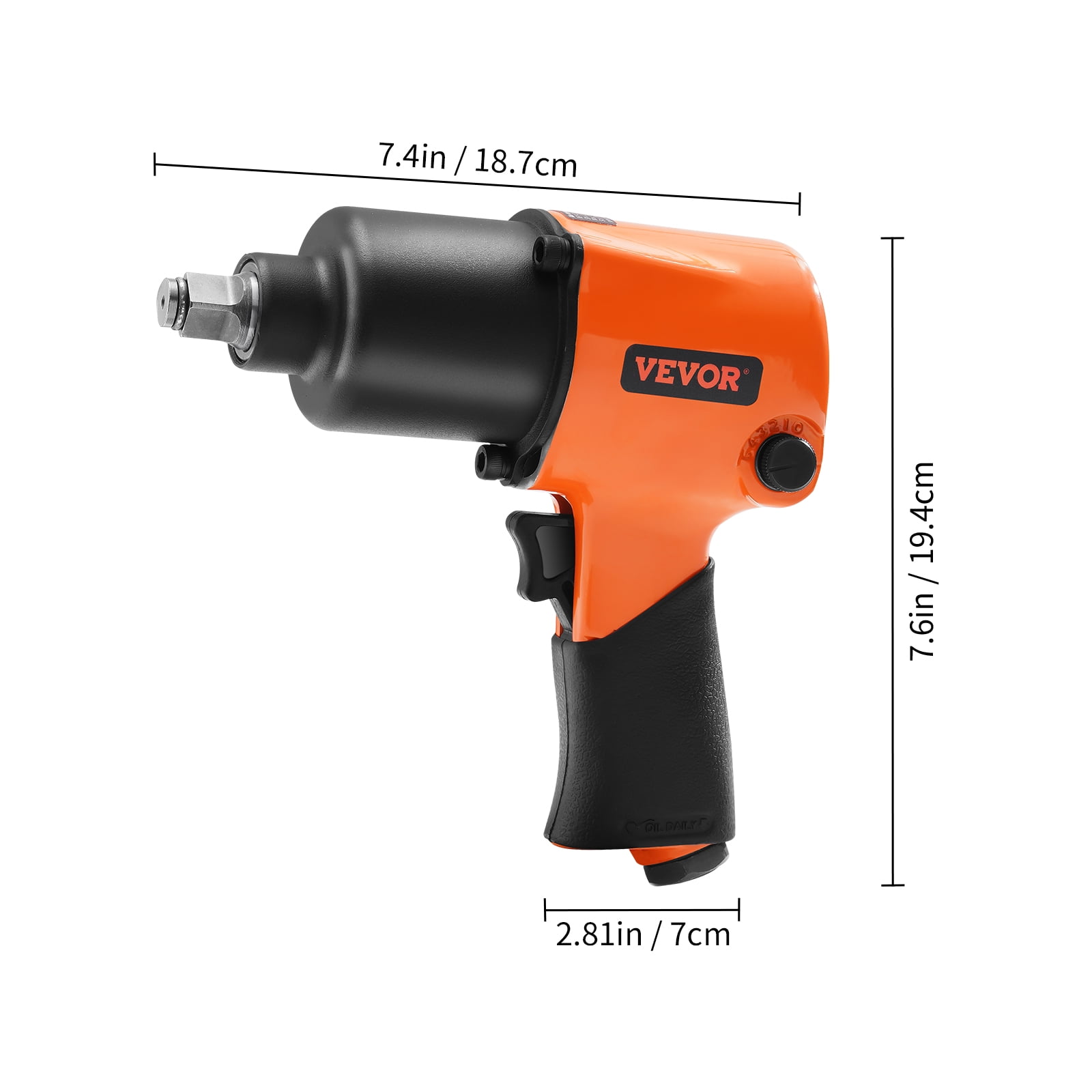 VEVOR Air Impact Wrench, 1/2" Drive Air Impact Gun Up to 880ft-lbs Nut-busting Torque, 7500RPM Lightweight Pneumatic Tool for Auto&nbsp;Repairs&nbsp;and&nbsp;Maintenance