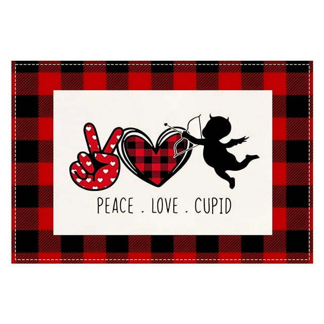 DFC Valentine's Day Letter Print Placemat Festive Table Heat Perfect For Holiday Parties Border Linen Table Mat Ideal For Couples And Dinners C