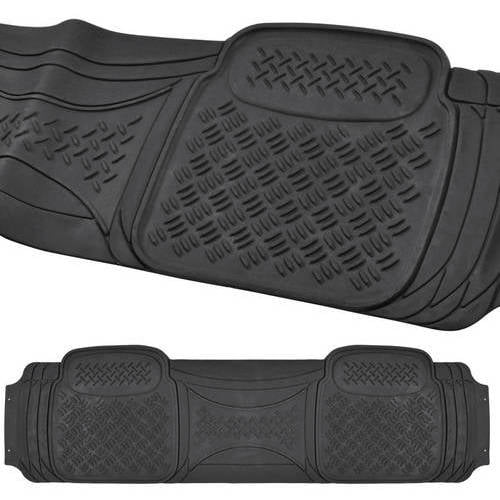 BDK Heavy Duty Ridged Rubber Floor Mat 1Piece Runner Liner for Car