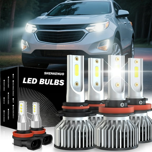 For Chevy Equinox 2010-2016 2017 LED Headlight High Low Beam + Fog Light Bulbs Kit 500% Brighter than Halogen Super Bright White