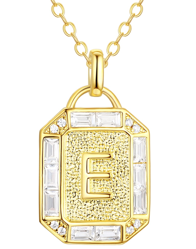 Adult 14KT Gold Flash Plated Initial Double Necklace Set with Simulated Diamonds