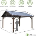 thumbnail image 2 of YODOLLA 14.5x12ft Outdoor Wooden Gazebo,Grill Pergola Gazebo Clearance Hard-Top Gazebo for Patios, Garden,Coffee, 2 of 6